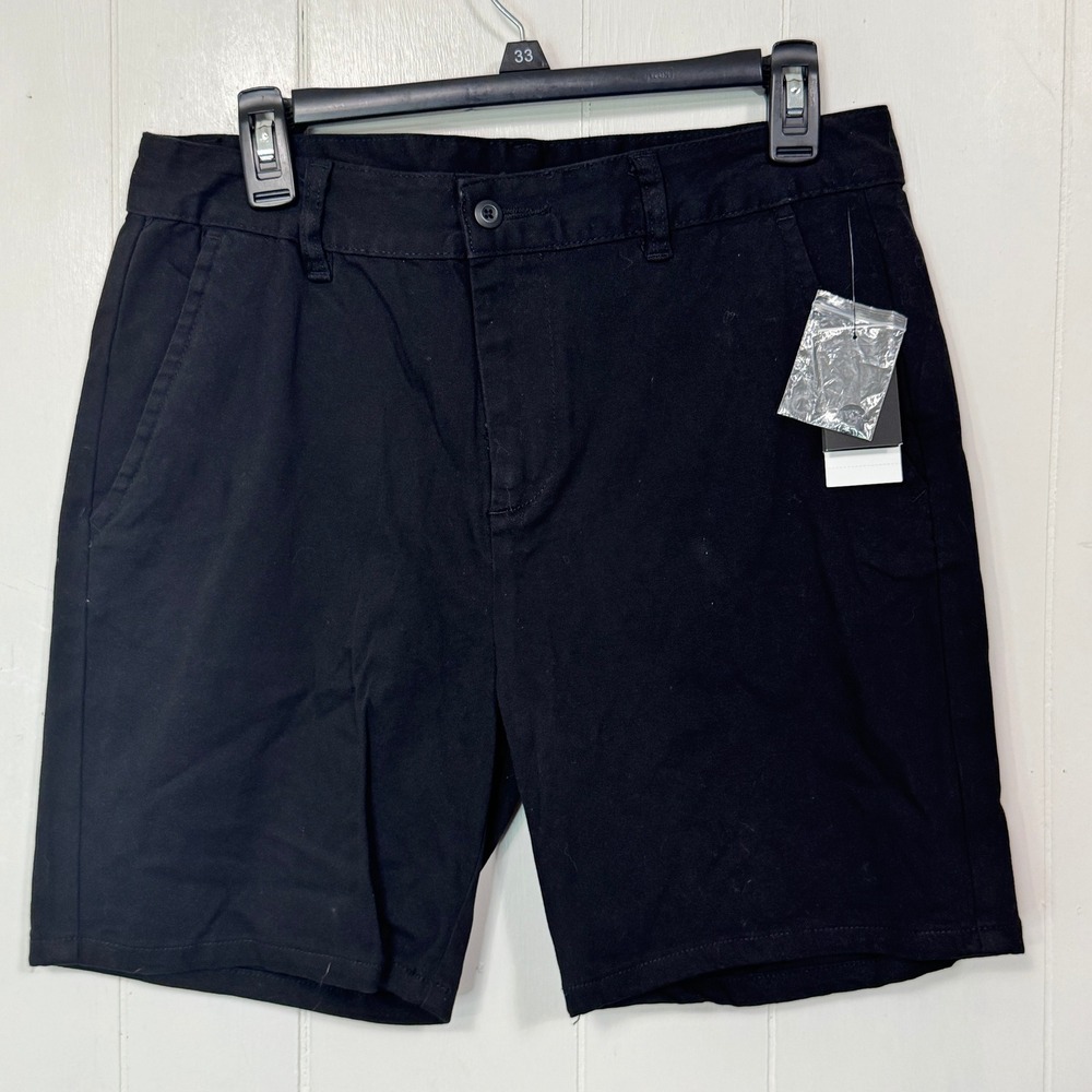 AND NOW THIS Mens Core Shorts Size 30 Black Casual Flat Front‎ Chino Pockets New